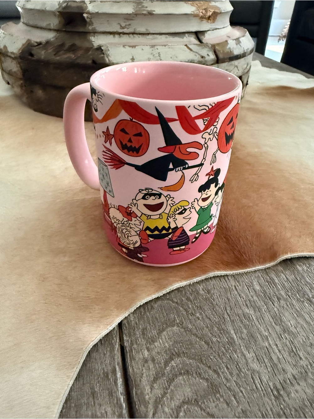 Brand NWOT Peanuts Pink Halloween Pumpkin Ceramic Mug